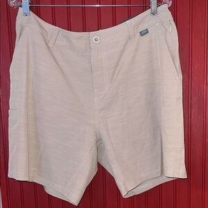 AFTCO Men's Light Tan Flat Front Shorts 365 Hybrid Chino 32
